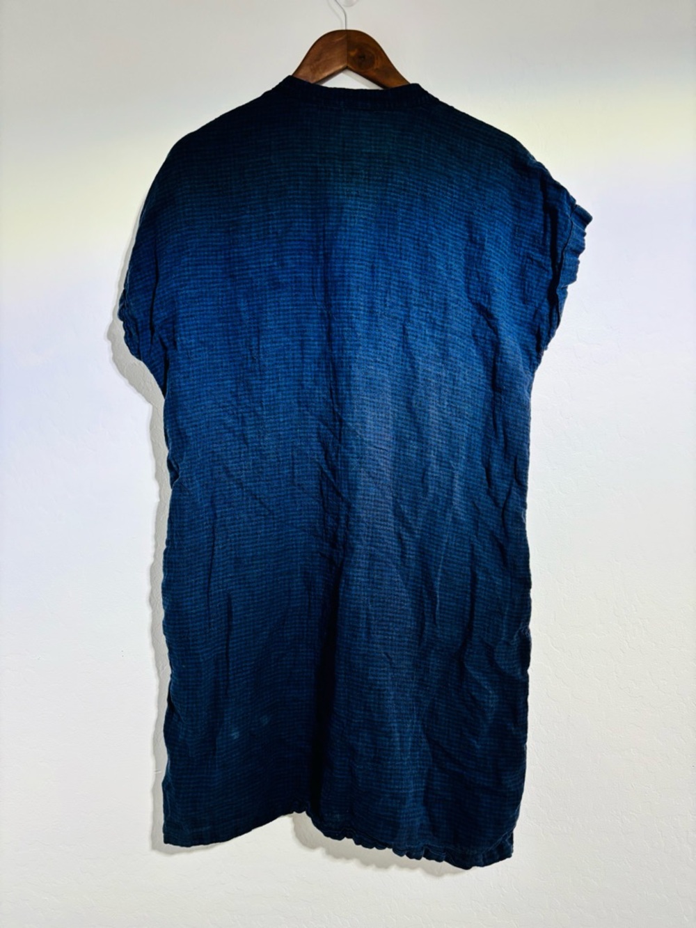 Eileen Fisher Organic Cotton Gauze Tunic Dress Blue Textured Oversized - Picture 5 of 6